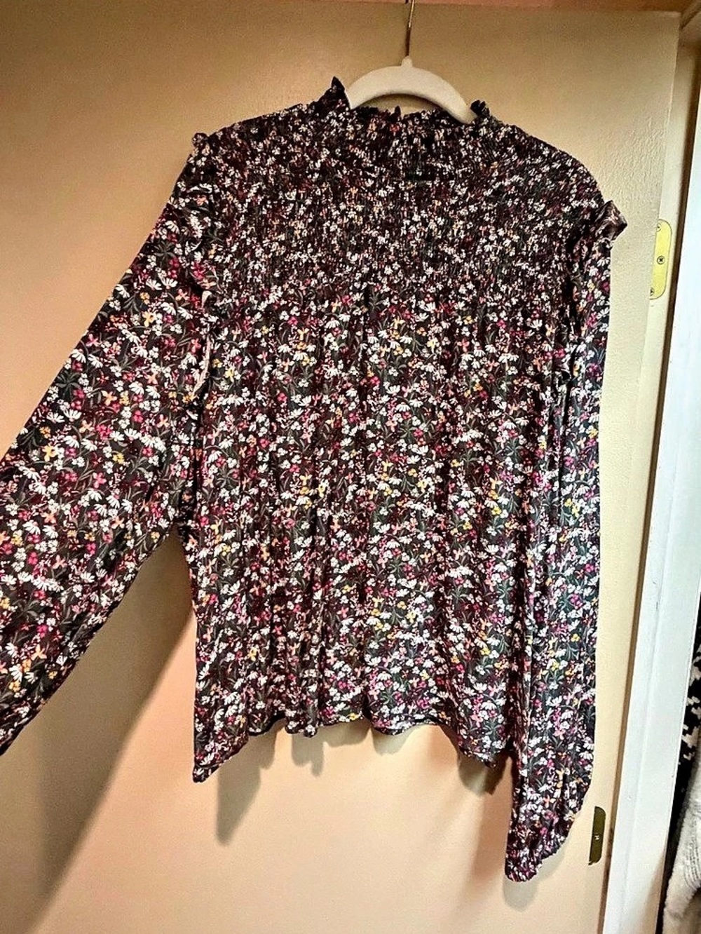 Draper James Floral Long Sleeve Blouse in Black XXL NWT